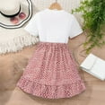 thumbnail image 4 of YMNXA Children Girls Summer Sets Short Sleeve Round Neck Cartoon Prints Tops Bowknot Polka Dot Print Ruffles Skirts Suit For Daily Wear,Red,9-10 Years, 4 of 9