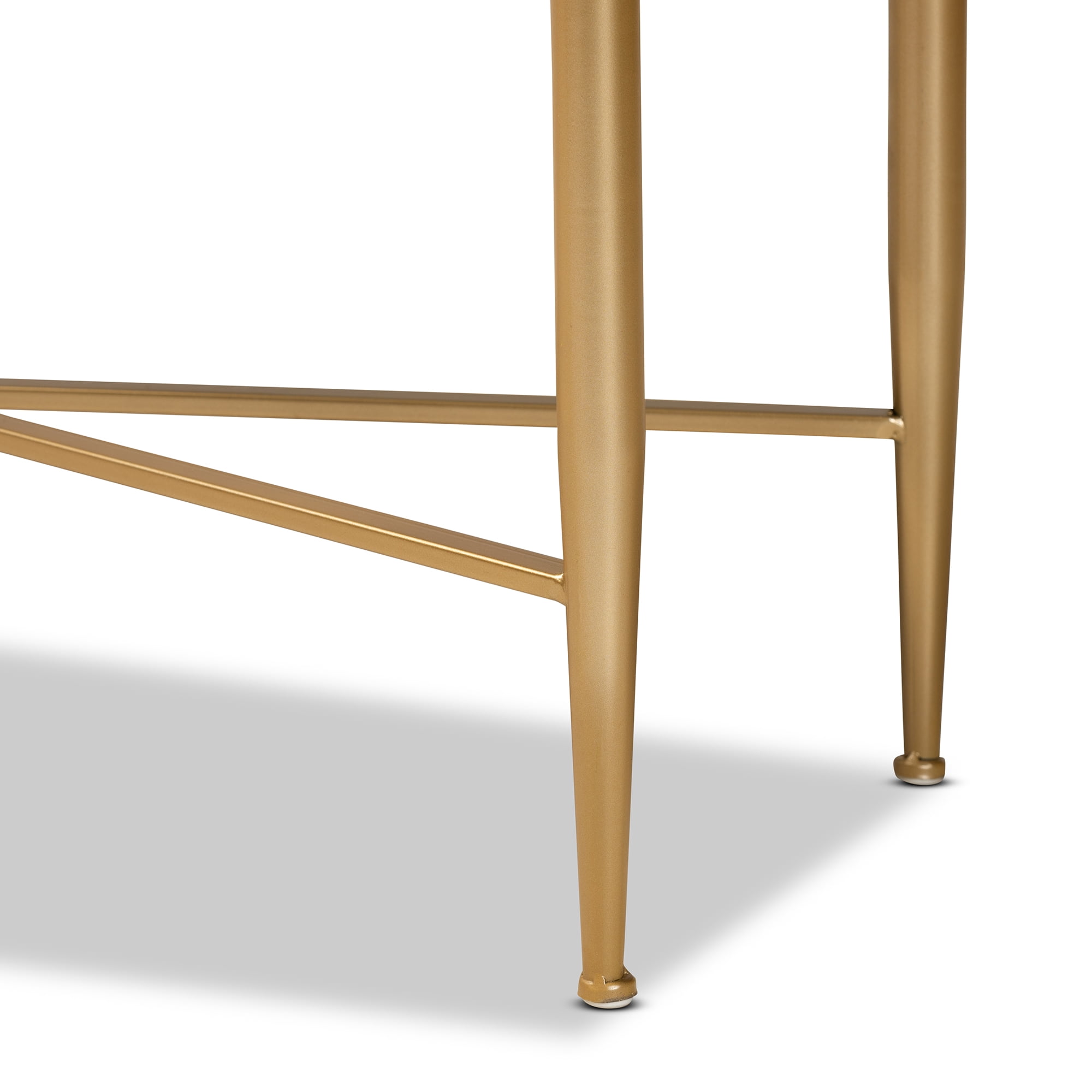 Baxton Studio Galia Modern and Contemporary White Finished Wood and Gold Metal 1-Drawer Console Table