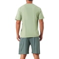thumbnail image 3 of INSPIRE CHIC Men's Sleepwear Short Sleeve T-Shirt with Plaid Shorts Pajama Set S Green, 3 of 5