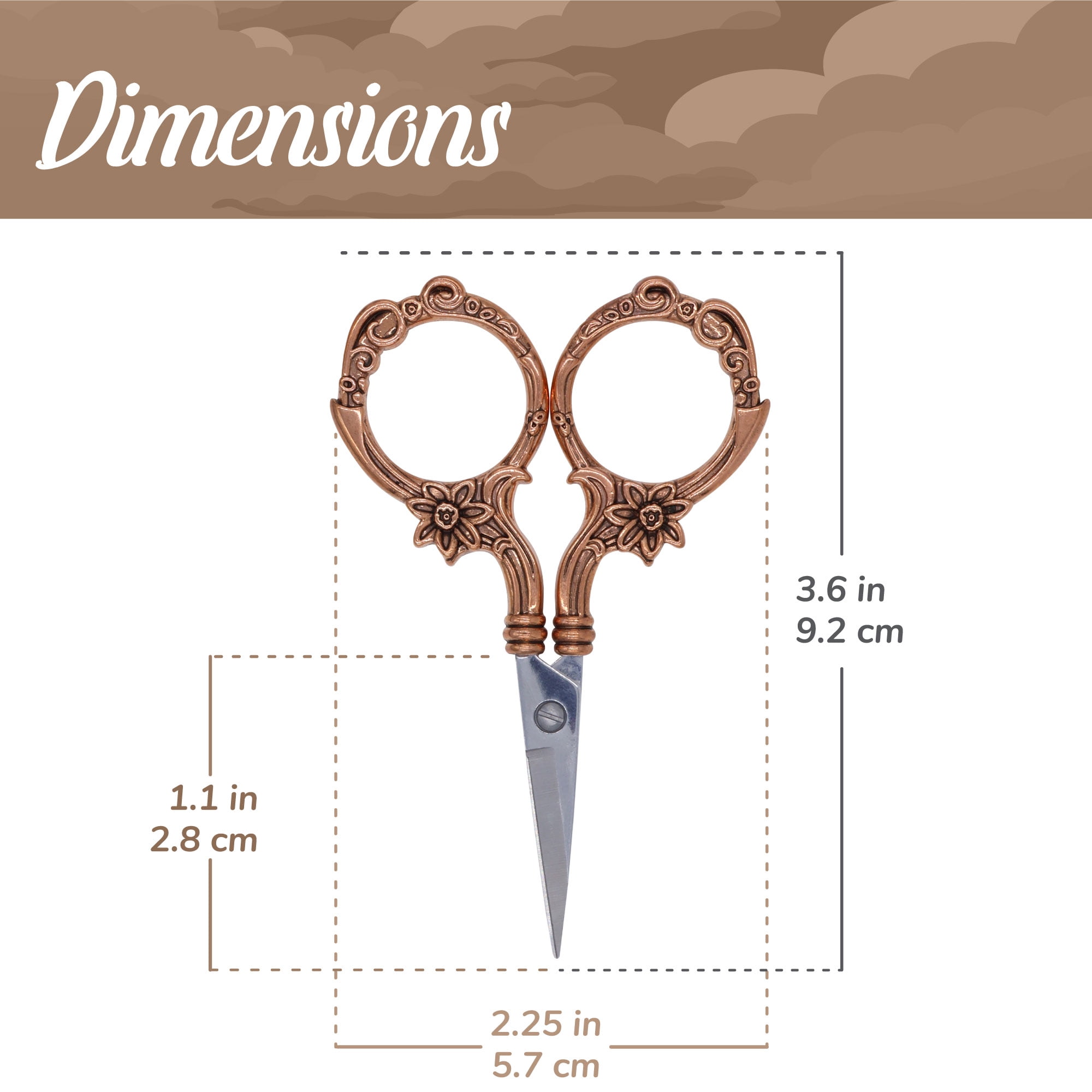 JubileeYarn Blooming Embroidery Scissors - Bronze, Copper, Gold - 9 Total Scissors