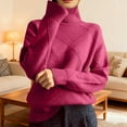 thumbnail image 3 of Women Plus Size Sweaters Casual High Neck Solid Color Pullover Soft Warm Knit Top for Daily Wear Versatile Fall Winter Comfort Outfit, 3 of 5