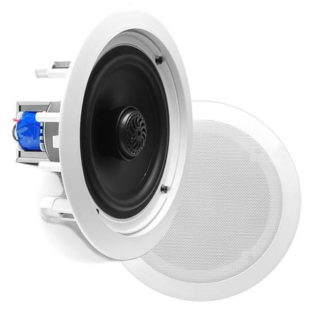 Speaker Transformer - PYLE PDIC80T - In-Wall / In-Ceiling Dual 8-inch Speaker System, 70V Transformer, 2-Way, Flush Mount, White
