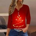 thumbnail image 1 of Ailaofu Hauts pour Femmes à Manches 3/4 Décontractés Henley Col T-Shirts Manches 3/4, 1 of 5