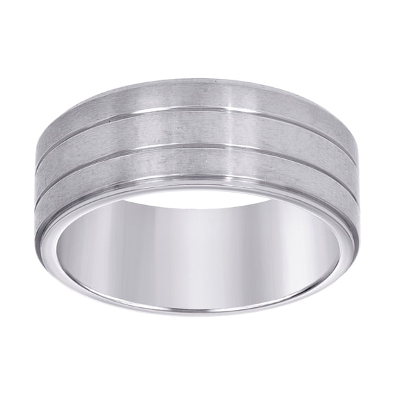 Stainless Steel Mens Double Grooved Brushed Comfort-fit Fashion Band Ring Size 10 Wedding Band for Men