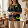 thumbnail image 4 of JULMCOMO Halloween Shirts for Women Cotton Linen Funny Witch Ghost Pumpkin Print Henley Casual Tunic Tops Holiday Costume Graphic Tees Multicolor M, 4 of 9