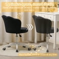 thumbnail image 2 of XINMICS Velvet Vanity Chair with Cushion, Black Swivel Desk Chair with Wheels, 2 of 7