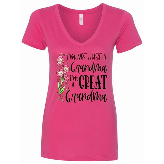 Inktastic I'm Not Just a Grandma, I'm a Great Grandma Flowers Women's V-Neck T-Shirt