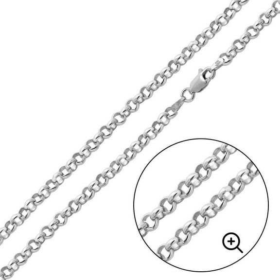 Sterling Silver 925 High Polished Round Rolo Cable 035 2.4mm Chain Made in Italy 16" Jewelry Female