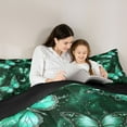 thumbnail image 4 of Feelyou Adult Fashion Butterfly Bedding Comforter Set 7pcs, Romantic Animal King Bedding Sets, Mystic Green Galaxy Reversible Bed Sheets, Luxury Bedroom Decor, 4 of 7