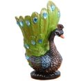 thumbnail image 1 of Soporte para cepillo de dientes de pavo real, soporte para bolígrafo, soporte para cepillo cosmético Artware de poliresina para decoración del hogar (verde), 1 of 5