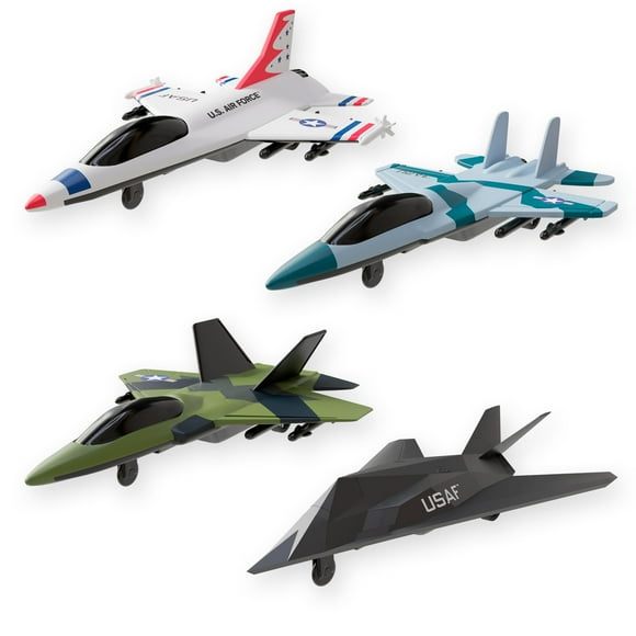 Aviones fundidos a presión Toy Jet Squadron, paquete de 4 unidades de la Fuerza Aérea de los EE. UU.
