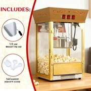 Chicdaze Popcorn Machine with 12 oz Kettle, Makes up to 48 Cups, Vintage-Style Popper with Cart on Wheels for Home