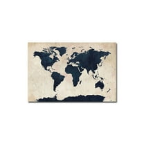 Trademark Art "World Map - Navy" Canvas Wall Art by Michael Tompsett