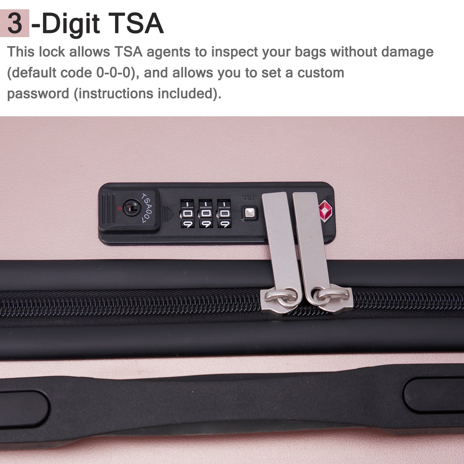 Ktaxon 3-Piece Hardshell Luggage Set Lightweight ABS+PC Carry On Suitcase with TSA Lock, 360° Spinner Wheels Rose Gold