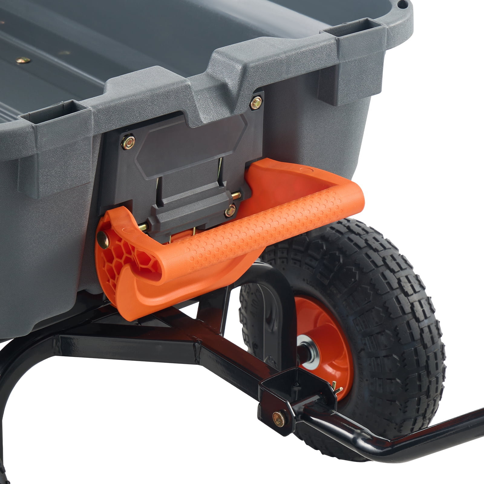 Dump Cart, Poly Garden Dump Cart with Easy to Assemble Steel Frame, Dump Wagon with 2-in-1 Convertible Handle, Utility Wheelbarrow 800 lbs Capacity, 10 inch Tires