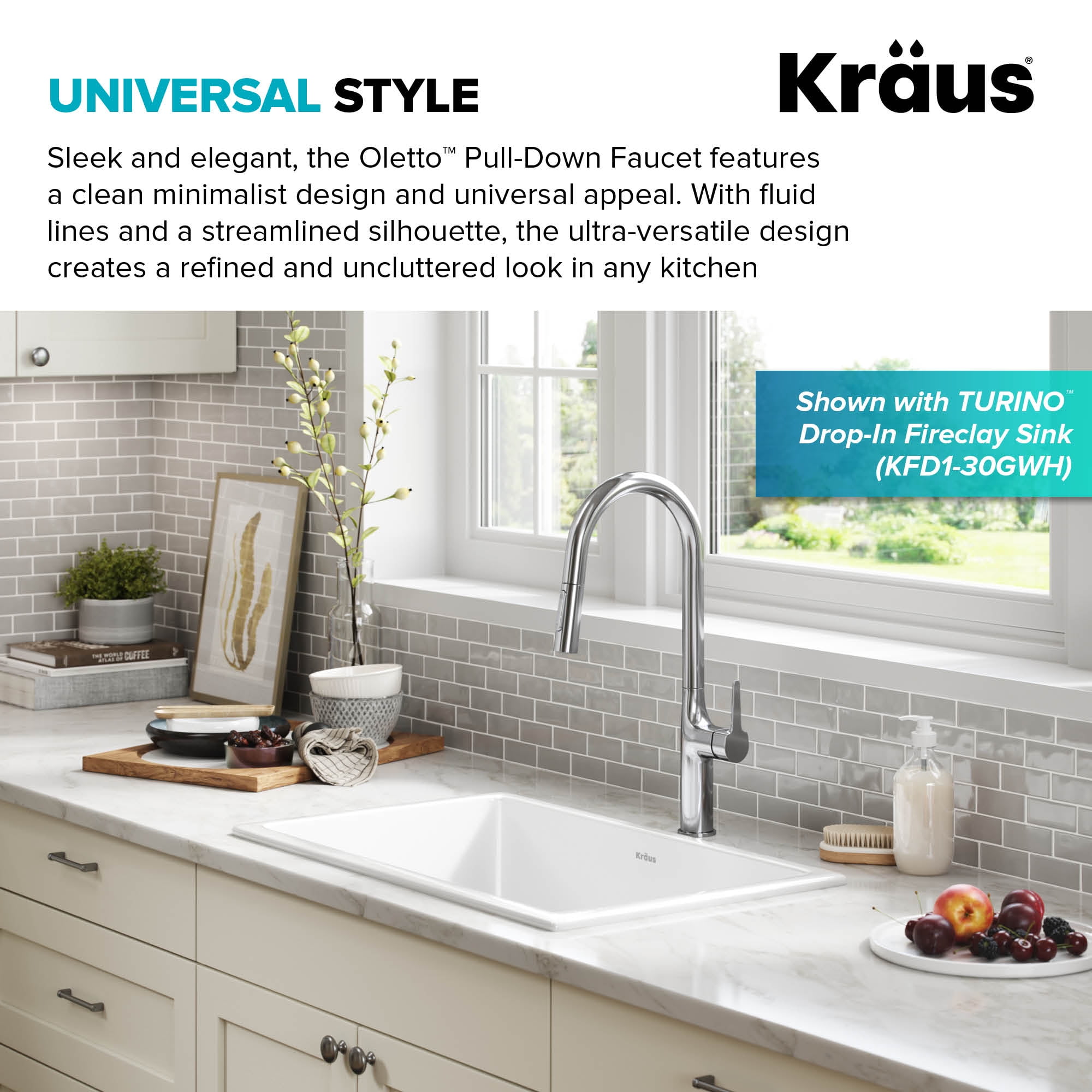 Kraus KTF-3101CH Oletto Tall Modern Single-Handle Touch Kitchen Sink Faucet  with Pull Down Sprayer, 19 7/8 Inch, Chrome 並行輸入品
