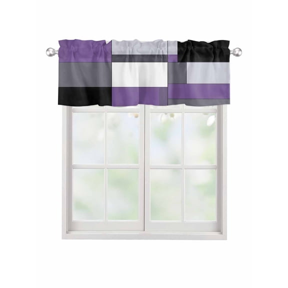 Valances for Windows Purple Black Rod Pocket Cafe Window Treatments Valance Curtains for Kitchen Bathroom Laundry Basement Windows 60"x18"