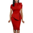 thumbnail image 1 of HAHDAXIA Femmes Mode Peplum Bodycon Manches Courtes Arc Club Volants Crayon Partie Robe, 1 of 7