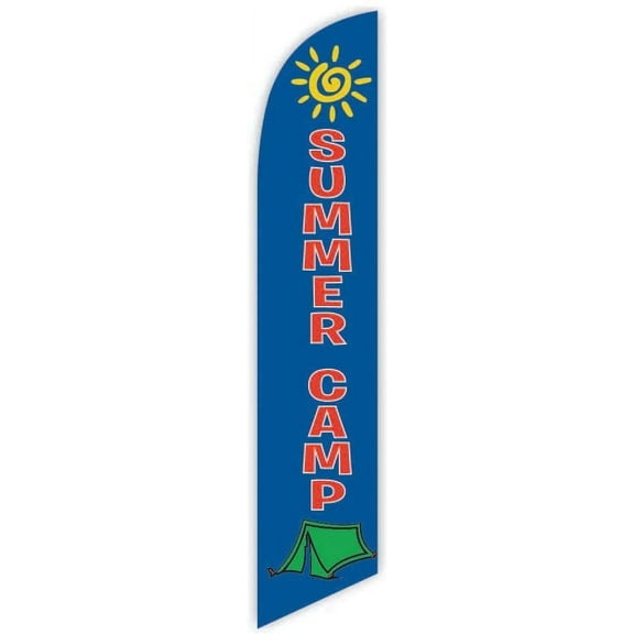 Cobb Promo Summer Camp Blue Advertising Feather Flag 12ft - Replacement Flag Only Without Poleset