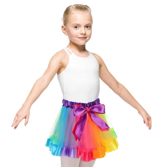 STRANDCHIC Girls Ballet Skirt with Multi Bowknot Ribbon, Dancewear and Daily Wear for Ages 4-6 Years Old