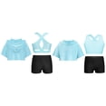 thumbnail image 6 of iiniim Kids Girls Sport Outfits Short Sleeve Hooded with Crop Tank Top and Short Set 3 Pieces Workout B Light Blue 8, 6 of 6