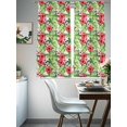 thumbnail image 4 of Tropical Leaves Sheer Curtains 63 Inch Length 2 Panels Set for Living Room/Bedroom, Summer Green Pink Flower Floral Semi Curtain Sheers Drapes Rod Pocket Curtains Window Treatment Set 52''x63''x2, 4 of 7