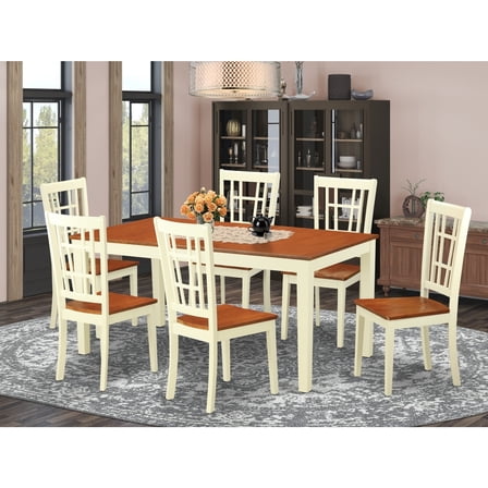 Angelina 7-Piece Extendable Dining Set with Leaf, Black/Cherry ...