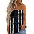 thumbnail image 2 of pimelu Plus Womens Tops Dressy Casual American Flag Tube Tops for Women Strapless Sleeveless Summer Tube 4th of July Stars Striped Crop Top Pleated Tank Blouse Summer Saving, 2 of 5