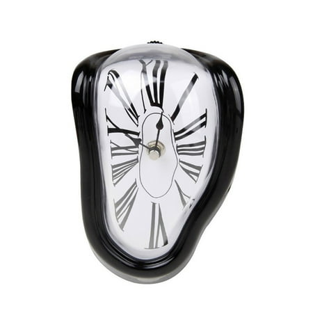 Surreal Melting Wall Clock Unique Dali Inspired Design Decorative Art Piece Silent Movement Black Frame