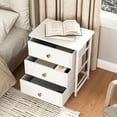 thumbnail image 3 of Demi Bonn Nightstand Set of 2, Bedside Table with 3 Decorated Drawers, Wood Accent Side End Table with Storage for Bedroom, Black, White, 3 of 8