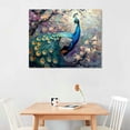 thumbnail image 2 of JRXY  Blue Peacock Canvas Wall Art Elegant Animal and Flowers Pictures Prints Abstract Nature Forest Poster Framed Artwork for Home Decor 16x12in, 2 of 6