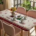 thumbnail image 3 of Red Plaid Christmas Table Cloths for 5 Foot Rectangle Tables, Vintage Xmas Tree Winter Patio Waterproof Elastic Fitted Tablecloths, Washable Rectangular Table Cover for Camping, 3 of 8