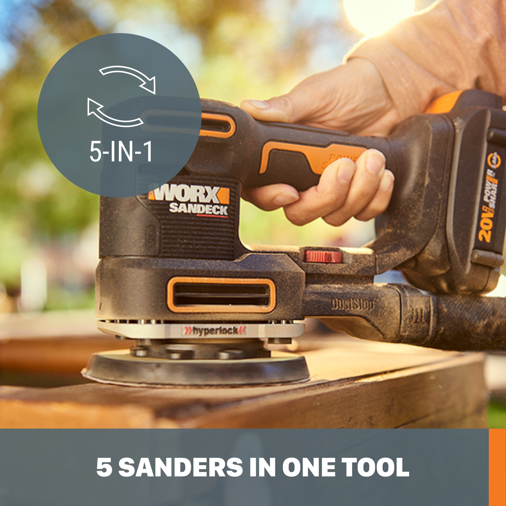 Worx WX820L.9 20V Power Share Sandeck 5-in-1 Cordless Multi-Sander (Tool Only) - image 5 of 6