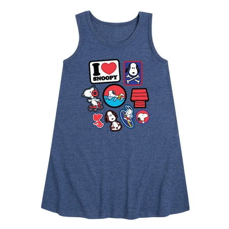 

Peanuts - I Heart Snoopy Patches - Youth Girls A-line Dress