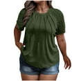 thumbnail image 3 of Qetyuw Plus Size Tops for Women Summer Lace Short Sleeve Crew Neck Tees Trendy Vacation Tees Casual Solid Basic T Shirts, 3 of 7