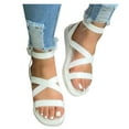 thumbnail image 3 of UTTOASFAY Clearance Sandals for Women Summer Fashion Women Buckle Flat Open Toe Slipper Sandals Beach Casual Shoes Flash Picks, 3 of 6