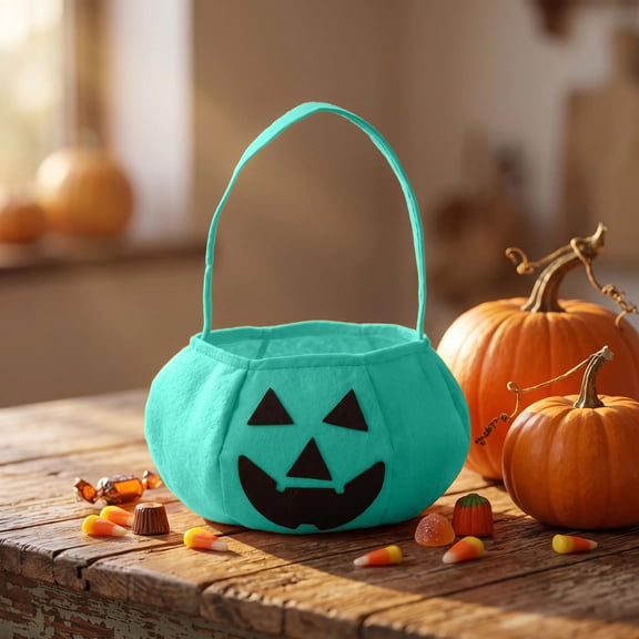 Halloween Pumpkin Candy Bags Woven Treat Bags Holiday Party Storage Bags Green Non Woven Fabric Trick Or Treat