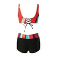 thumbnail image 5 of Women Two Piece Conservative Print Strappy Back Swimsuits Set Swimdress Ladies Bathing Suit Female Sport Swim Dress Beachwear Set, 5 of 6