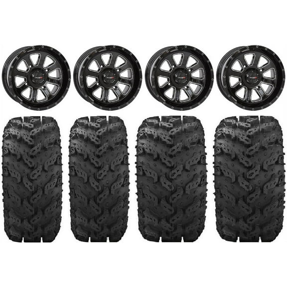 System 3 ST-4 Black 14" Wheels 26" Reptile Tires Kawasaki Teryx Mule