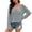 29#Gray, variant on Women's Crochet Hollow Out Drop Shoulder Beach Cover Up Scoop Neck Long Sleeve Sweater Top