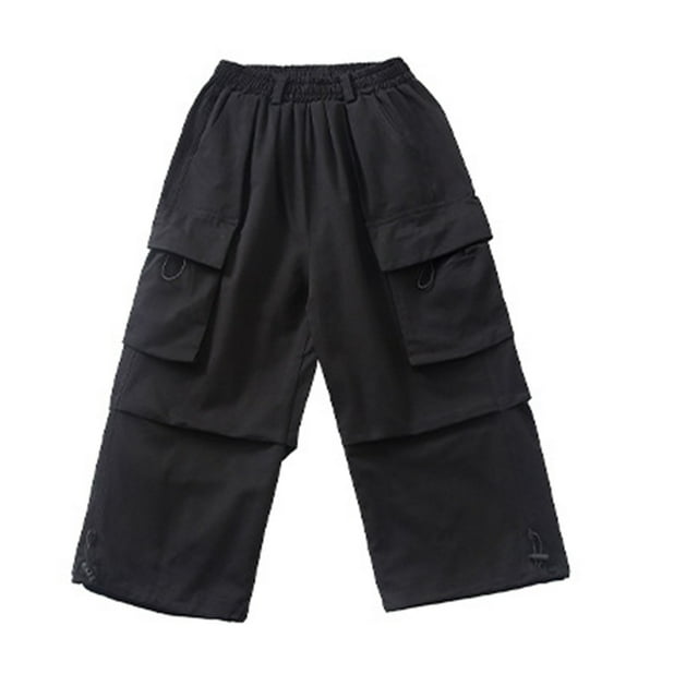 Children's Pants Clearance Sale Children's Pants Spring New Product Solid Color Work Pants With Multiple Pockets Loose Pants For Boys And