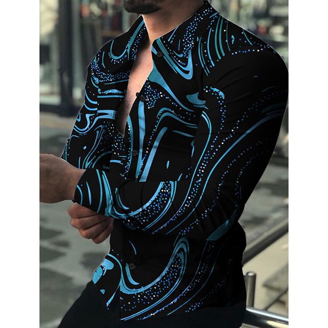Patrón de camisa para hombre Patrón de camisa Puños estampados en 3D Ropa de manga larga con botones estampados en 3D para uso diario y festivo