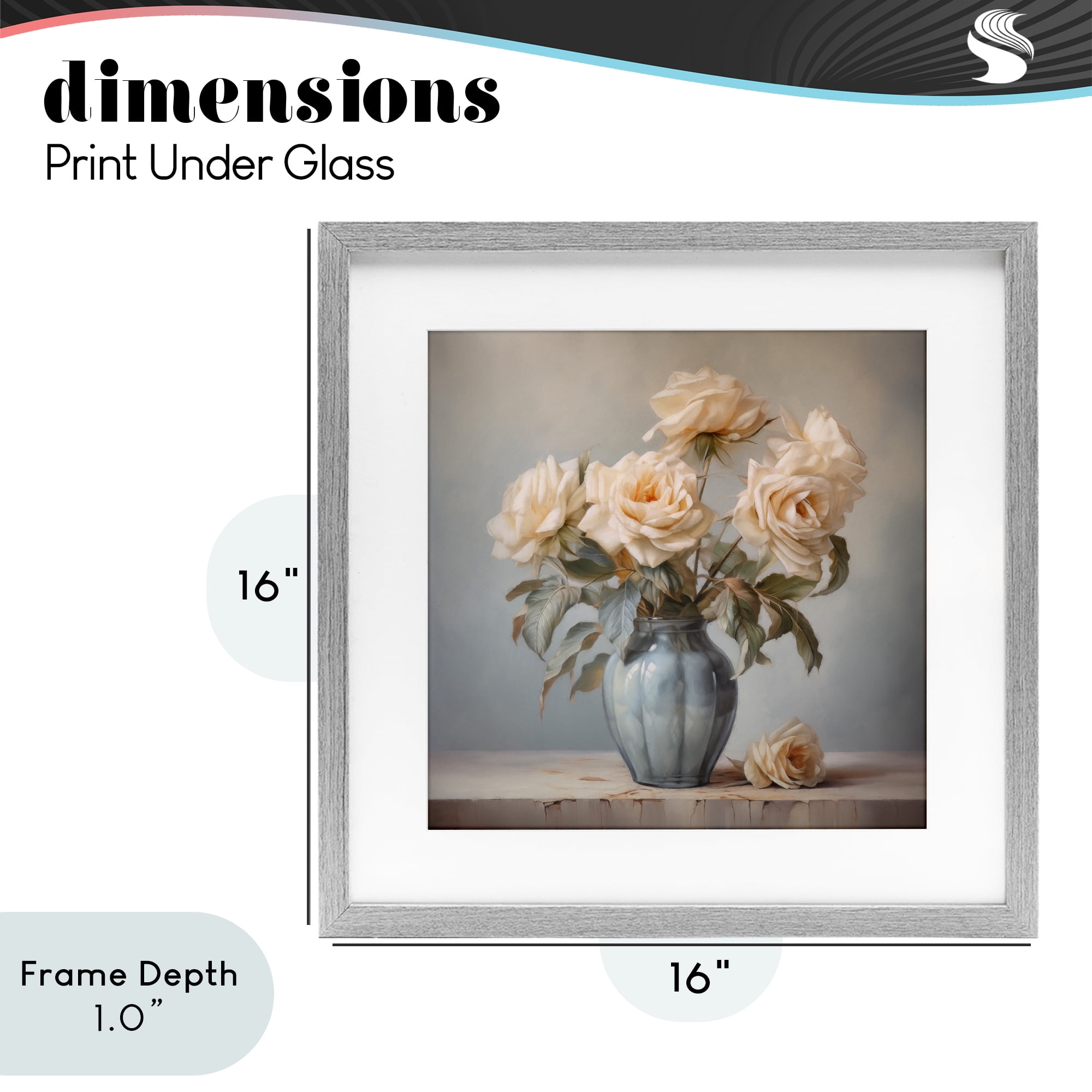 Stupell Industries Vintage Rose Paragon Gray Framed Print Under Glass, design by Steve Hunziker