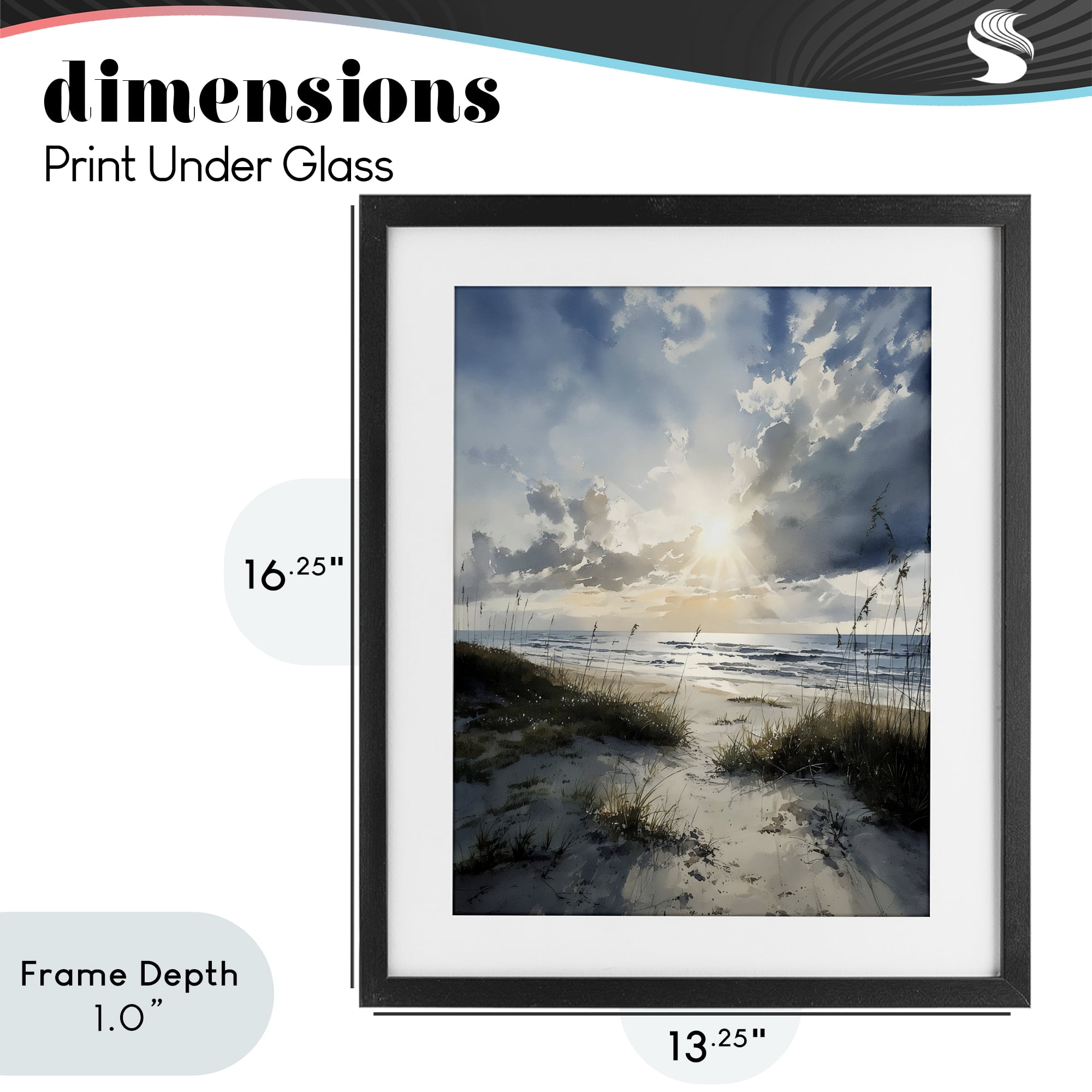 Stupell Industries Sunshine On The Beach Black Framed Print Under Glass, design by Franklyn Gregory