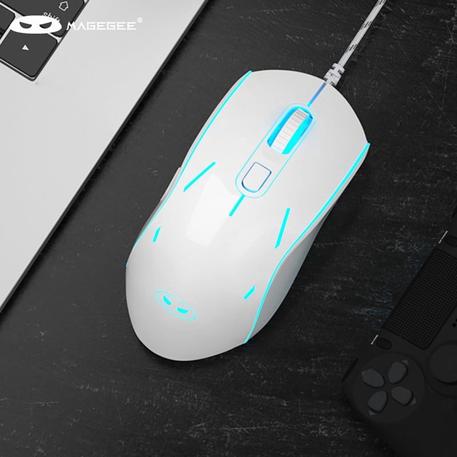 MageGee G12 Wired Mute Gaming Mouse , 7 Colors Breathing LED Backlit Mouse, 6 Adjustable DPI Ergonomic Optical Mouse for Windows
