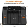 thumbnail image 4 of GPED Silverware Drawer Organizer, Expandable Clear Acrylic Silverware Organizer, Kitchen Drawer Organizer for Utensils, Adjustable Cutlery Tray, Office, Supplies-8 Compartments, Medium, Black, 4 of 7