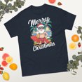 thumbnail image 2 of Santa Surfing Christmas In July Summer Hawaiian Christmas Graphic classic tee (Navy, L), 2 of 4