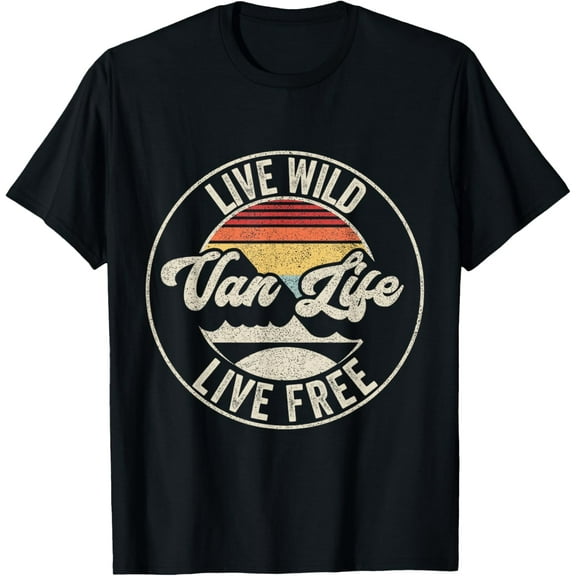 Retro Vintage Van Life T-Shirt men and women can wear, black, white, gifts
