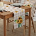 thumbnail image 2 of Table Runner Dresser Scarves 72 Inch Long, Sunflowers Floral Plants in Vase Linen Dining Table Runners Vintage Linen Buffalo Plaid Tabletop Scarf for Wedding Holiday Party Kitchen, 2 of 7