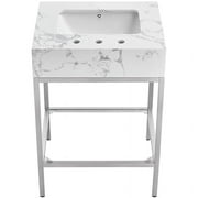 Meridian Furniture Marmo White Artificial Marble Bathroom Vanity